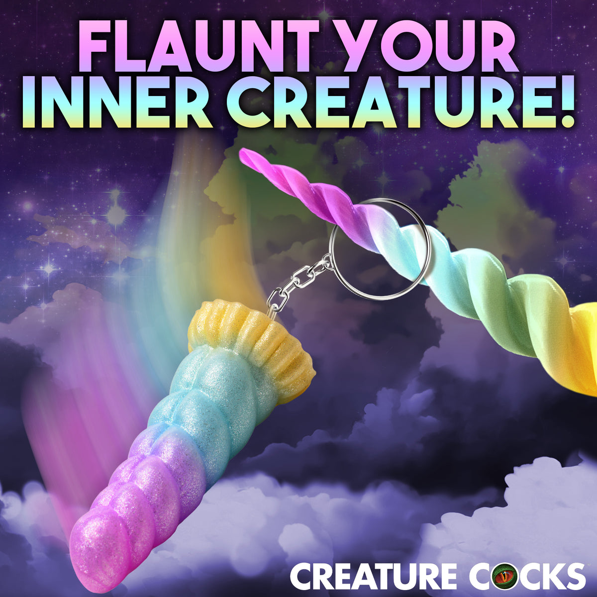 Mystique Unicorn Mini Dildo Key Chain, Silicone (view 3)
