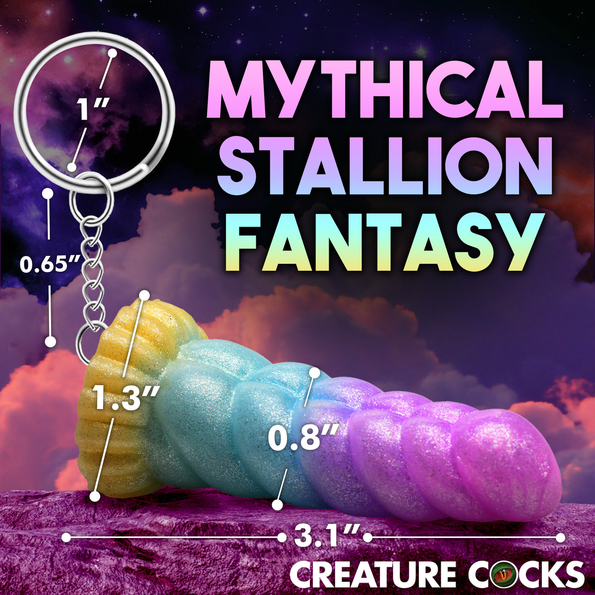 Mystique Unicorn Mini Dildo Key Chain, Silicone (view 4)
