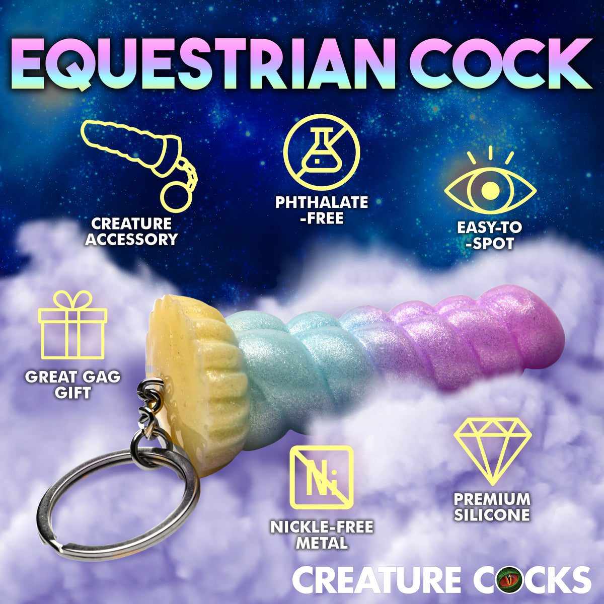 Mystique Unicorn Mini Dildo Key Chain, Silicone (view 5)