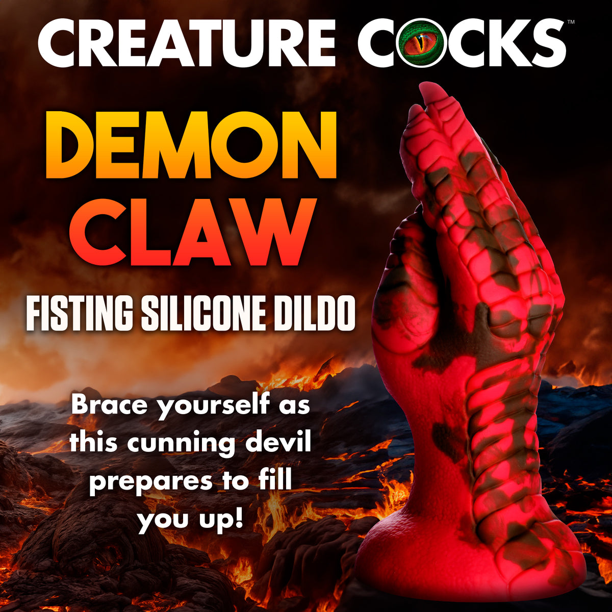 Demon Claw Fisting Silicone Dildo - Red, Silicone (view 2)