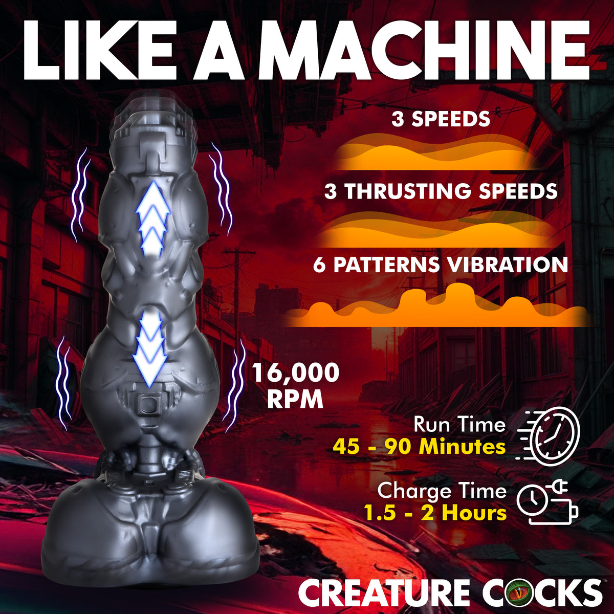 Cyborg Cock Thrusting and Vibrating Silicone Dildo, Silicone (view 3)