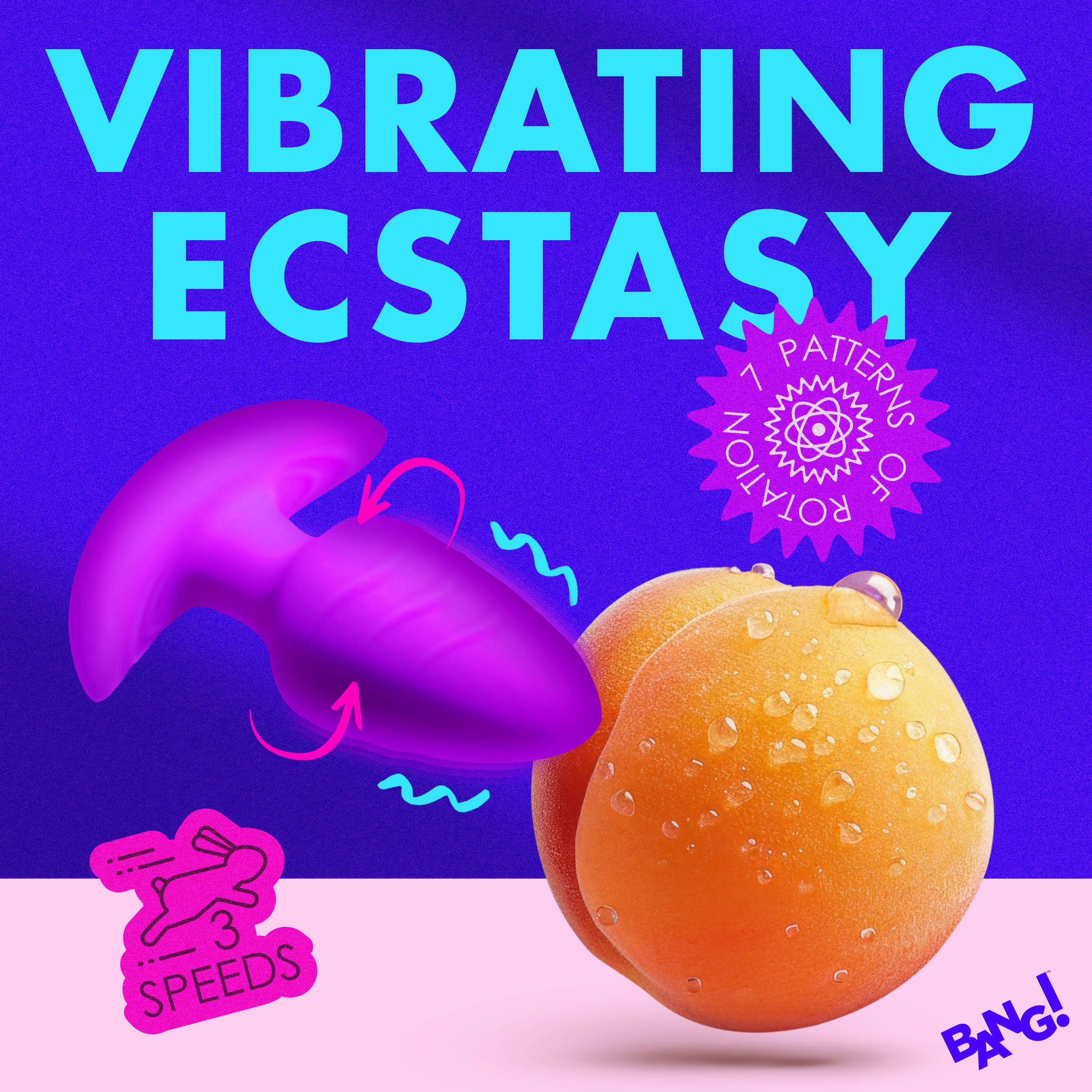 Rotating and Vibrating Silicone Butt Plug - Purple