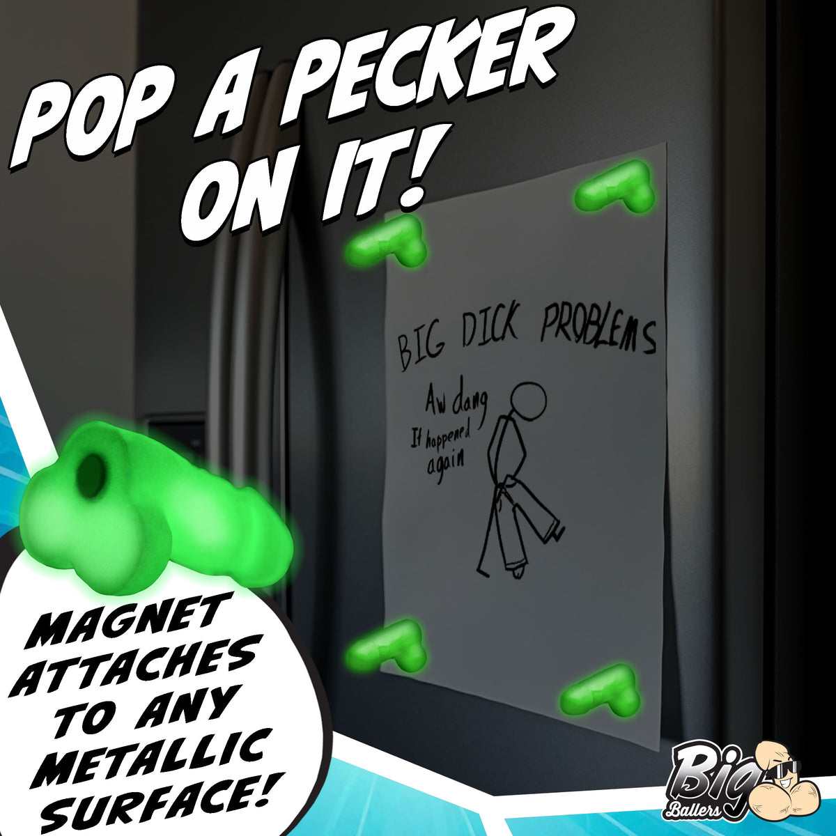 Glow-In-The-Dark Magnetic Snap-on Peckers (view 3)
