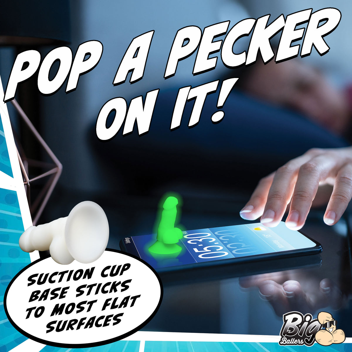 Glow-In-The-Dark Suction Snap-on Peckers – clitoral suction toy, Silicone (view 4)