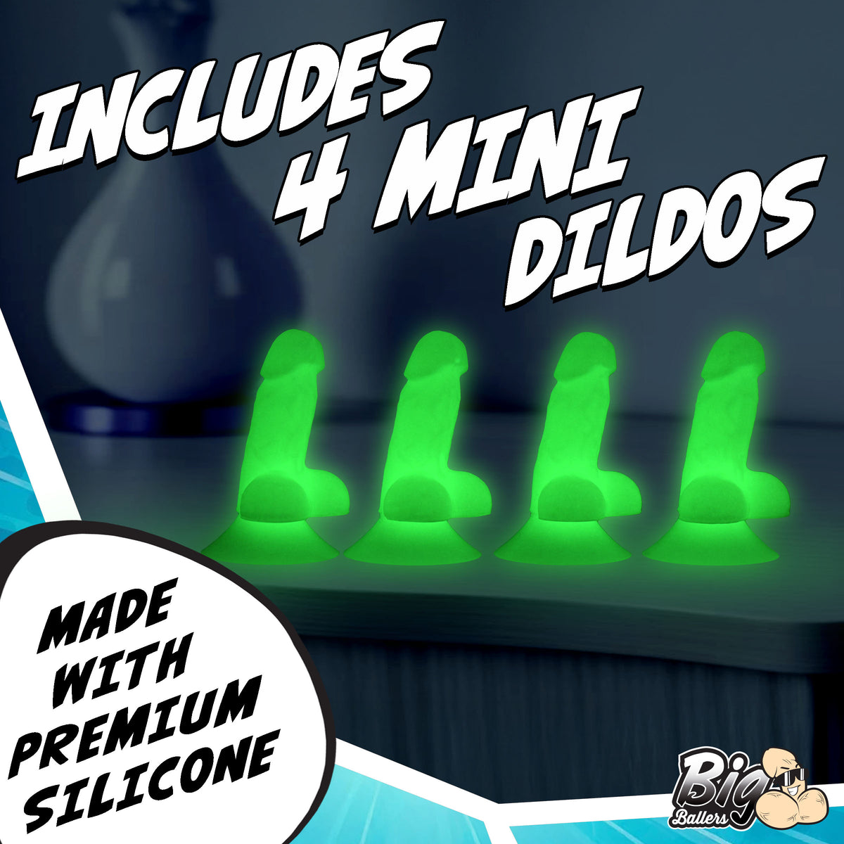 Glow-In-The-Dark Suction Snap-on Peckers – clitoral suction toy, Silicone (view 5)