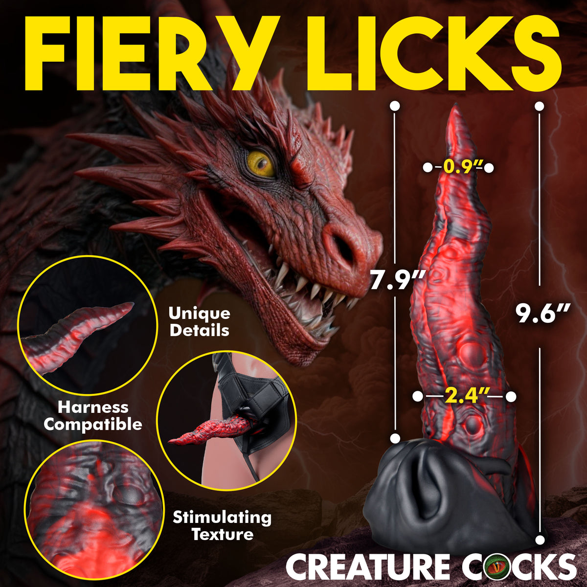 Dragon Tongue Silicone Dildo – clitoral suction toy, Silicone (view 4)