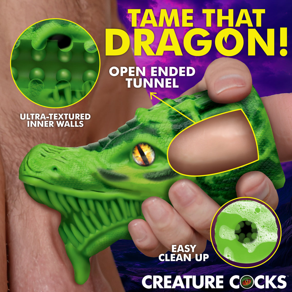 Dragon Tamer Silicone Stroker - Green – masturbator, Silicone (view 2)