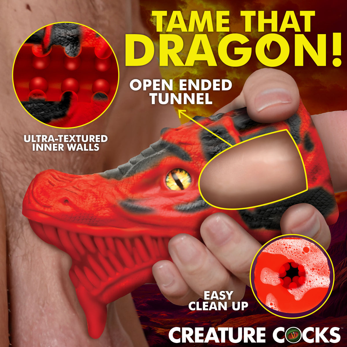 Dragon Tamer Silicone Stroker - Red – masturbator, Silicone (view 2)