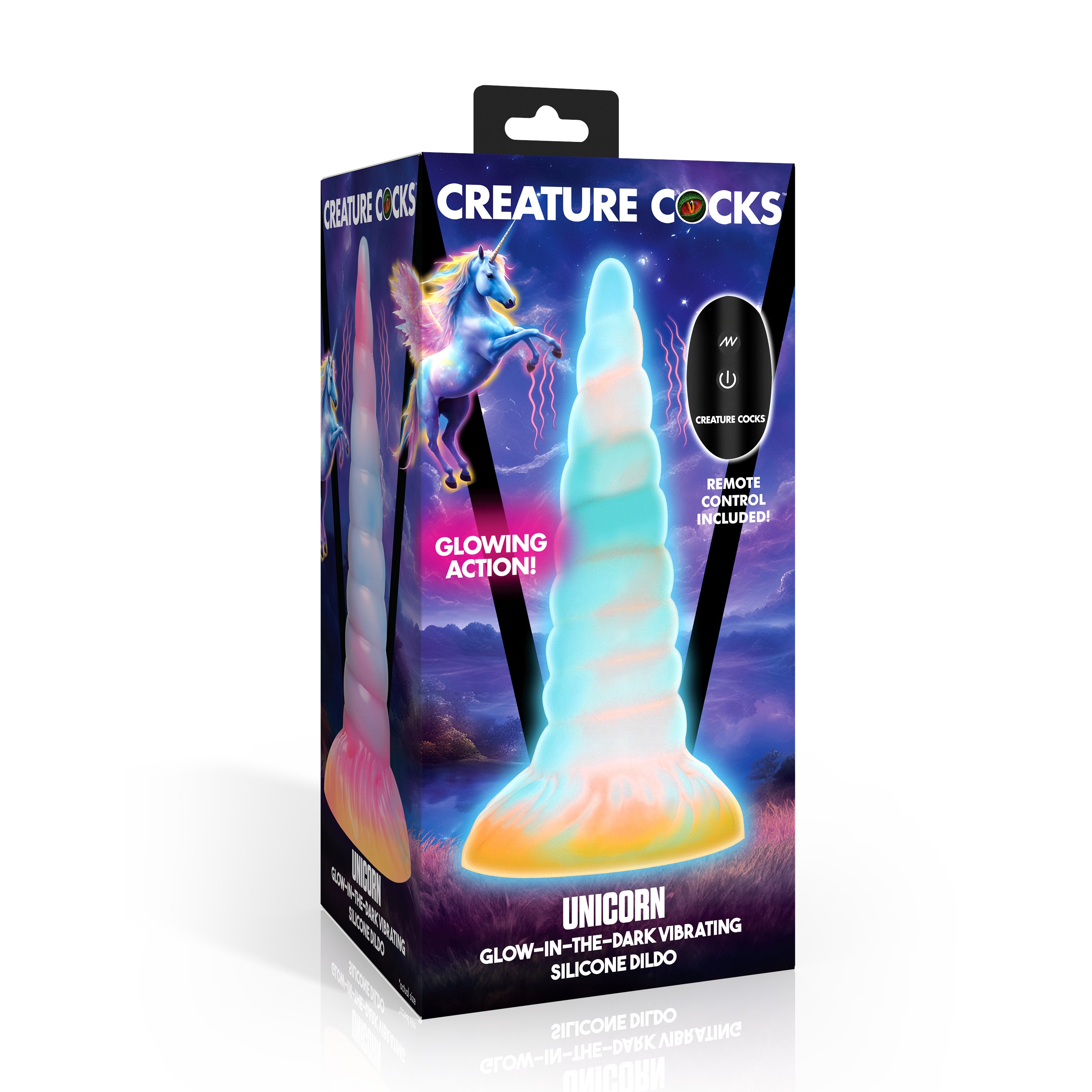 Unicorn Glow-in-the-Dark Vibrating Silicone Dildo