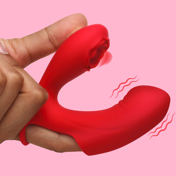 Rose Touch Pulsing Silicone Finger Vibrator – clitoral suction toy, Silicone