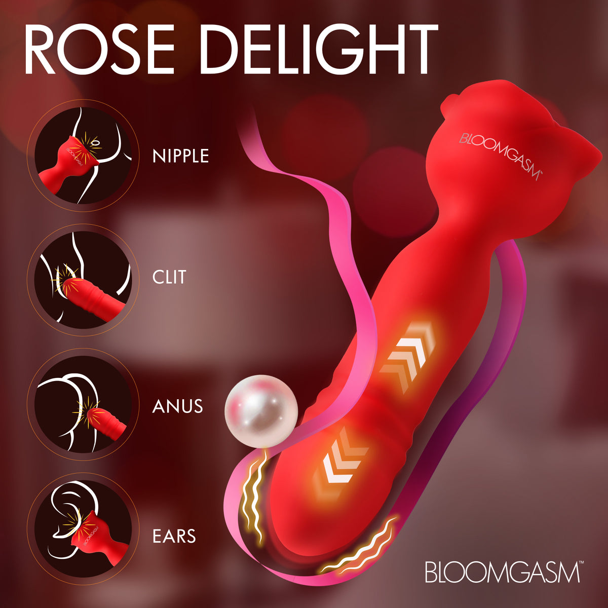 Rose Delight Silicone Thrusting Vibrator – clitoral suction toy, Silicone (view 3)