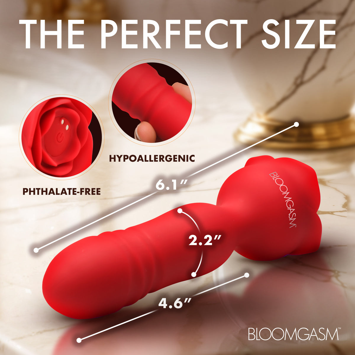 Rose Delight Silicone Thrusting Vibrator – clitoral suction toy, Silicone (view 6)