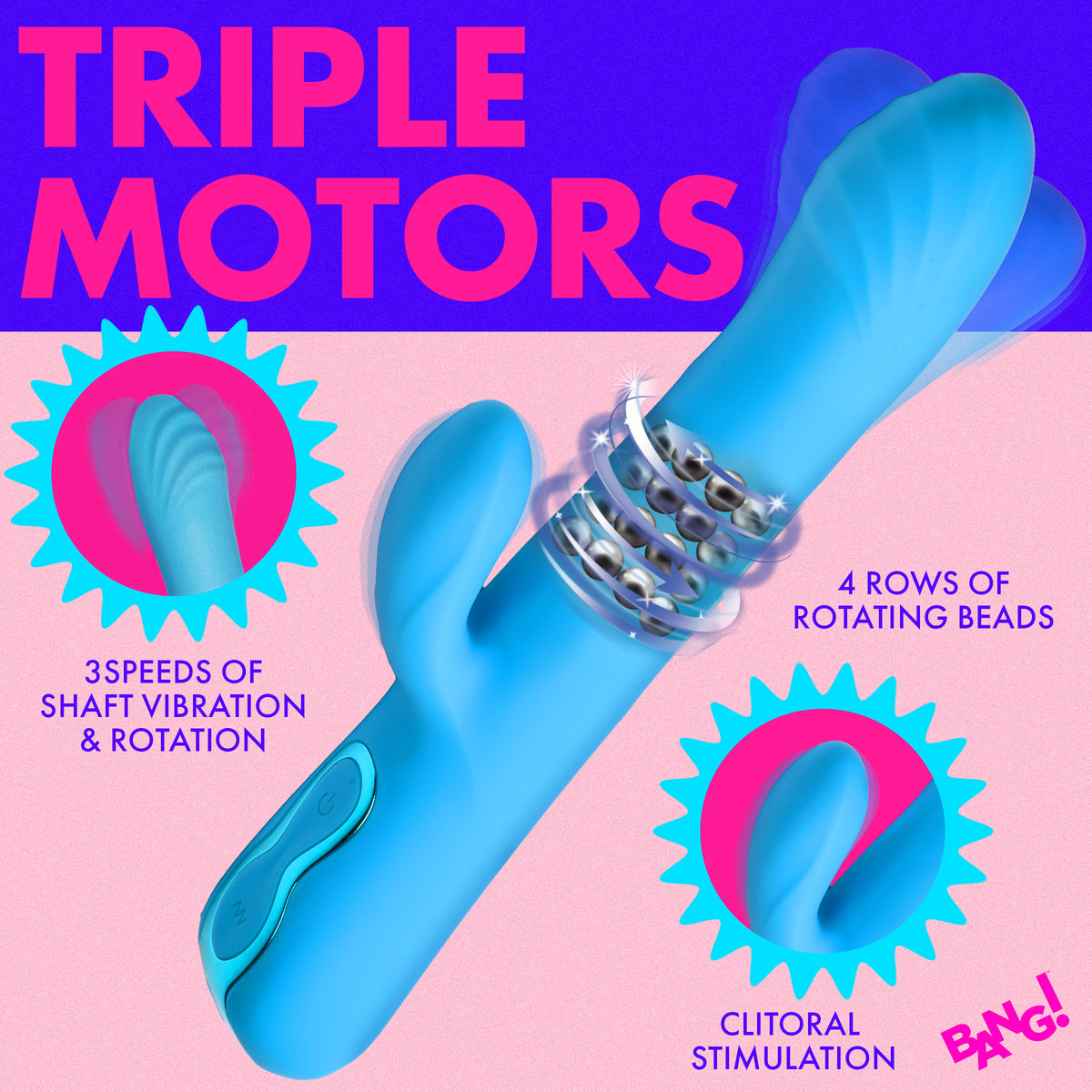 Silicone Rabbit Vibrator - Blue, Silicone (view 3)