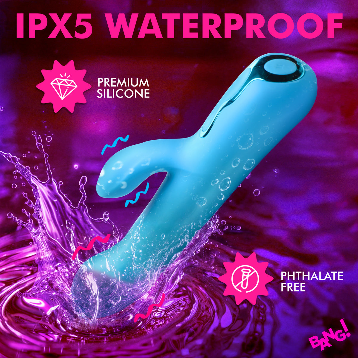Silicone Rabbit Vibrator - Blue, Silicone (view 4)