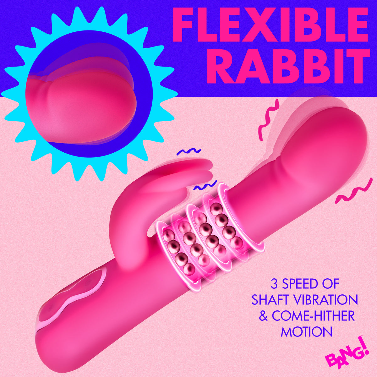 Come-Hither Beaded Silicone Rabbit Vibrator, Silicone (view 3)