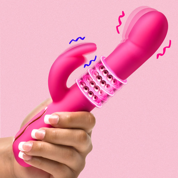 Come-Hither Beaded Silicone Rabbit Vibrator, Silicone