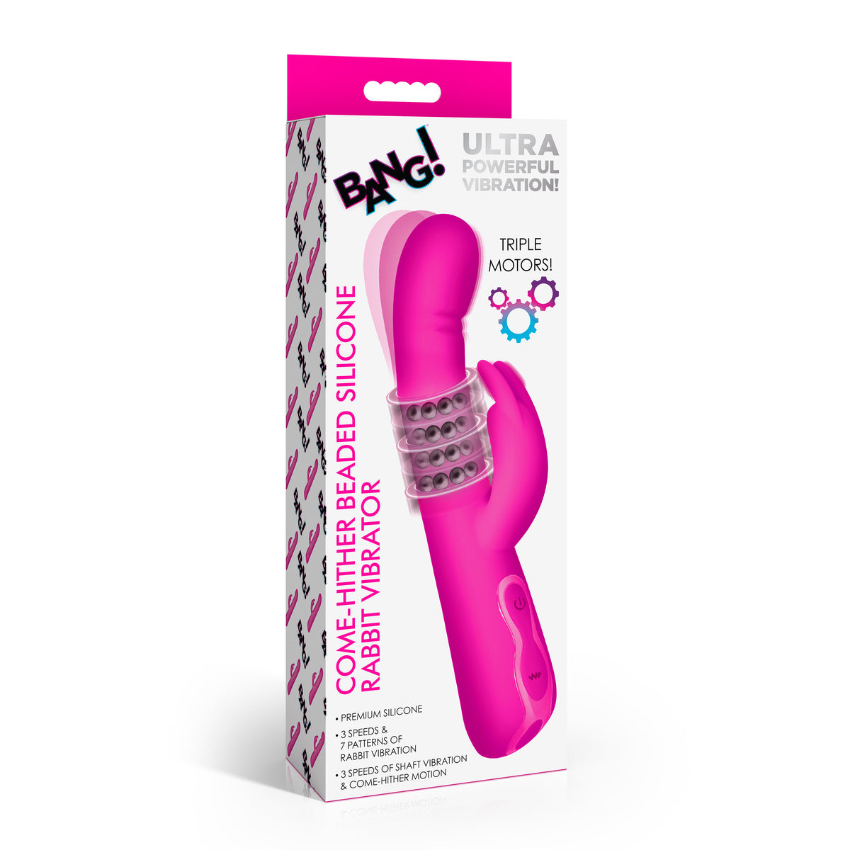 Come-Hither Beaded Silicone Rabbit Vibrator, Silicone (view 6)