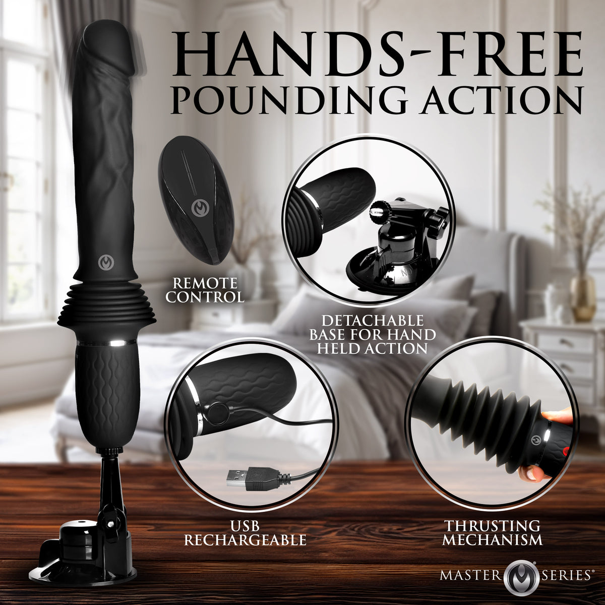 Ultimate Power Pounder Vibrating &amp; Thrusting Silicone Dildo w/ Remote, Silicone (view 2)
