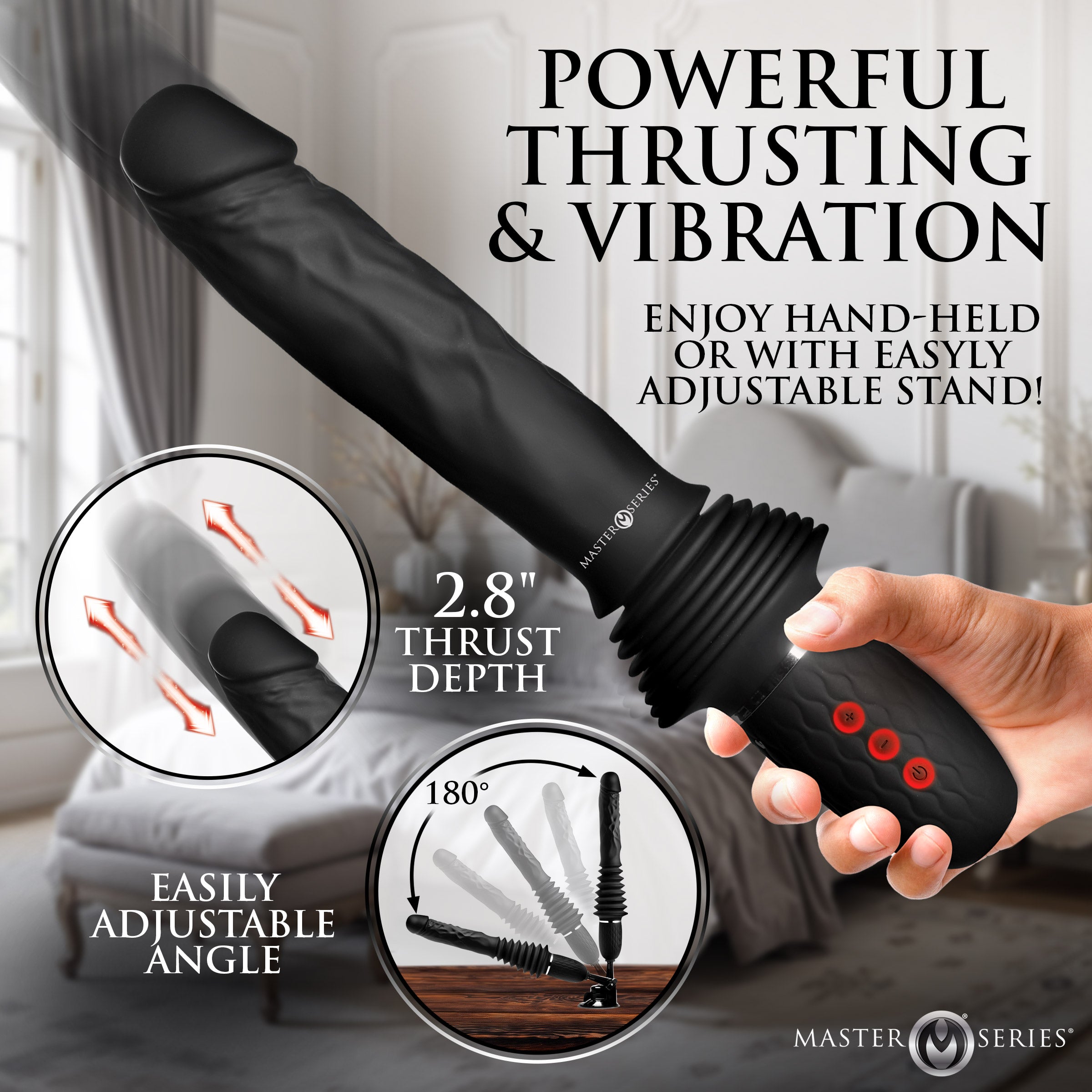 Ultimate Power Pounder Vibrating & Thrusting Silicone Dildo w/ Remote
