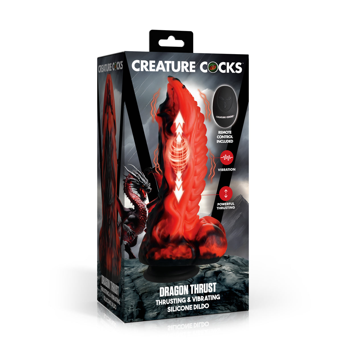 Dragon Thrust Thrusting &amp; Vibrating Silicone Dildo, Silicone (view 6)
