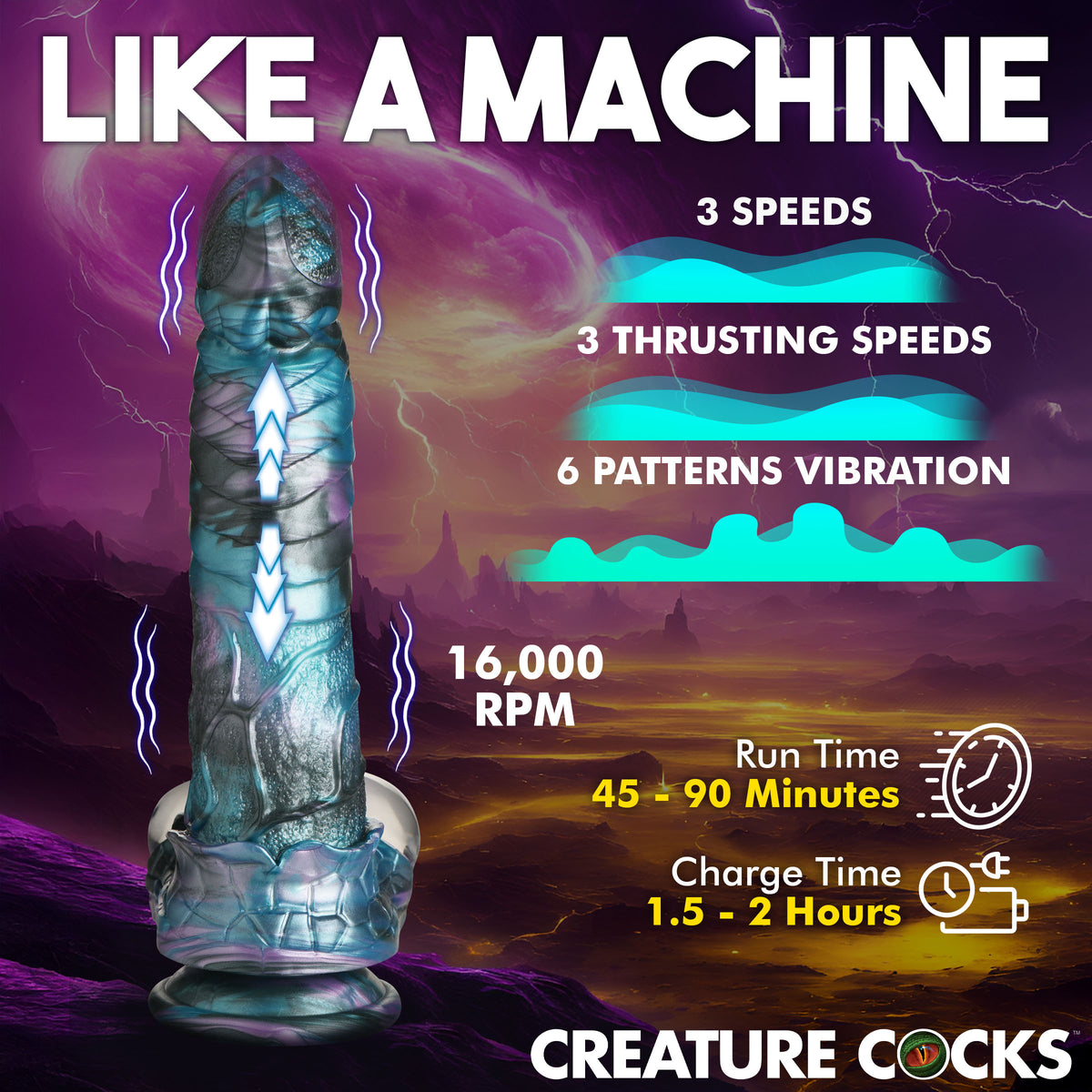 Astro-Thrust Thrusting and Vibrating Silicone Dildo, Silicone (view 3)