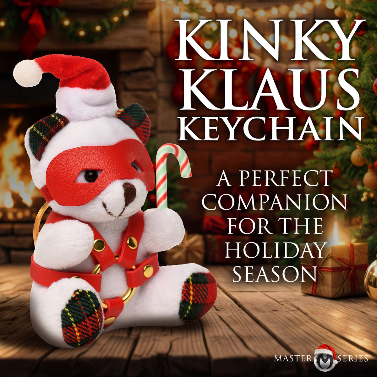 Holiday Bondage Bear Keychain - White – restraints and cuffs, Metal (view 2)