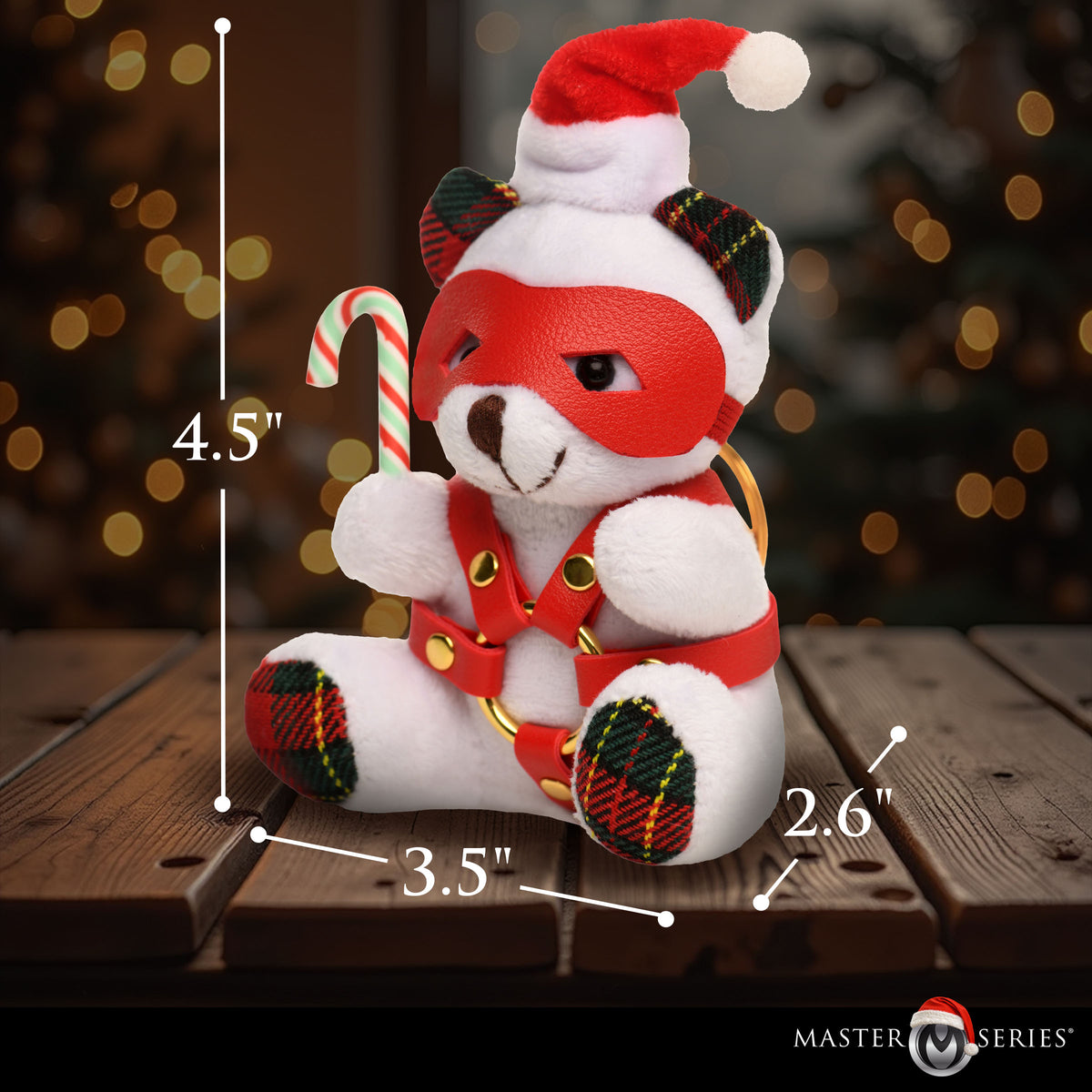 Holiday Bondage Bear Keychain - White – restraints and cuffs, Metal (view 4)