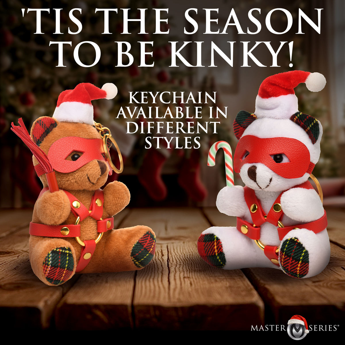 Holiday Bondage Bear Keychain - White – restraints and cuffs, Metal (view 5)