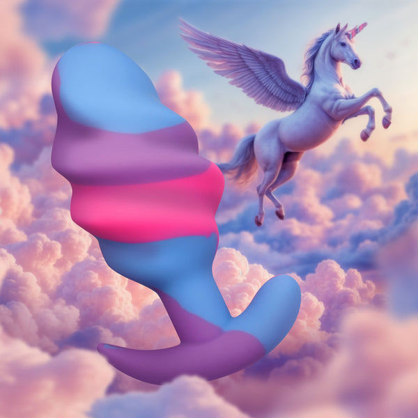 Unicorn Swirl Silicone Butt Plug - Large, Silicone