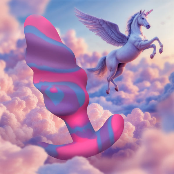 Unicorn Swirl Silicone Butt Plug - Med, Silicone