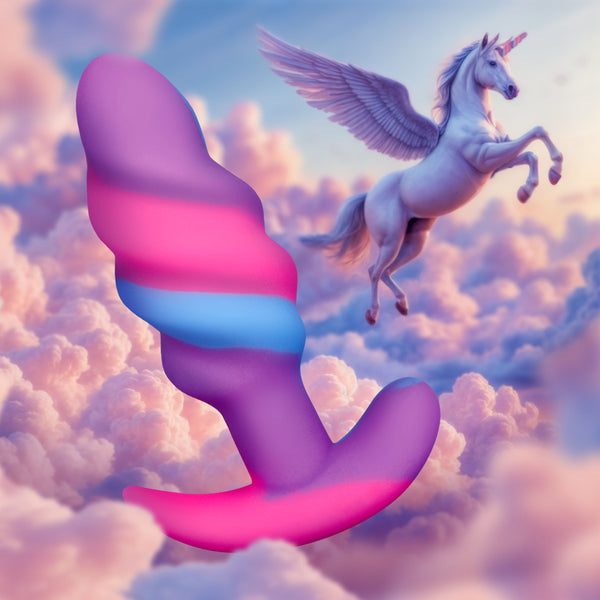 Unicorn Swirl Silicone Butt Plug - Small, Silicone