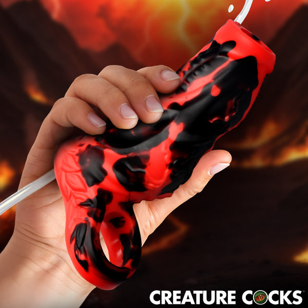 Hell Hound Squirting Silicone Penis Enhancer - Red – penis pump and enhancer, Silicone