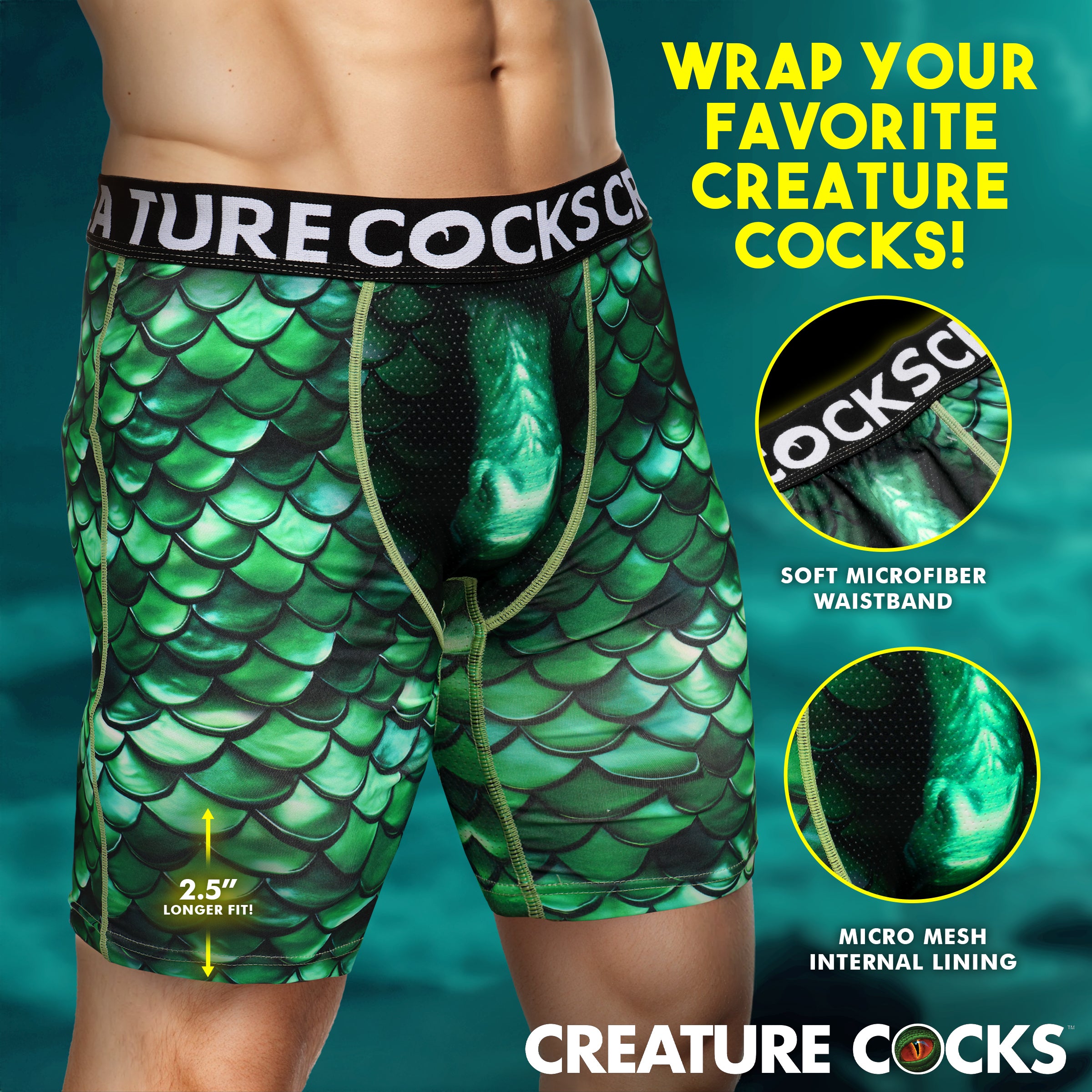 Creature Wear Cockness Monster Lake Creature Boxer Shorts - Large