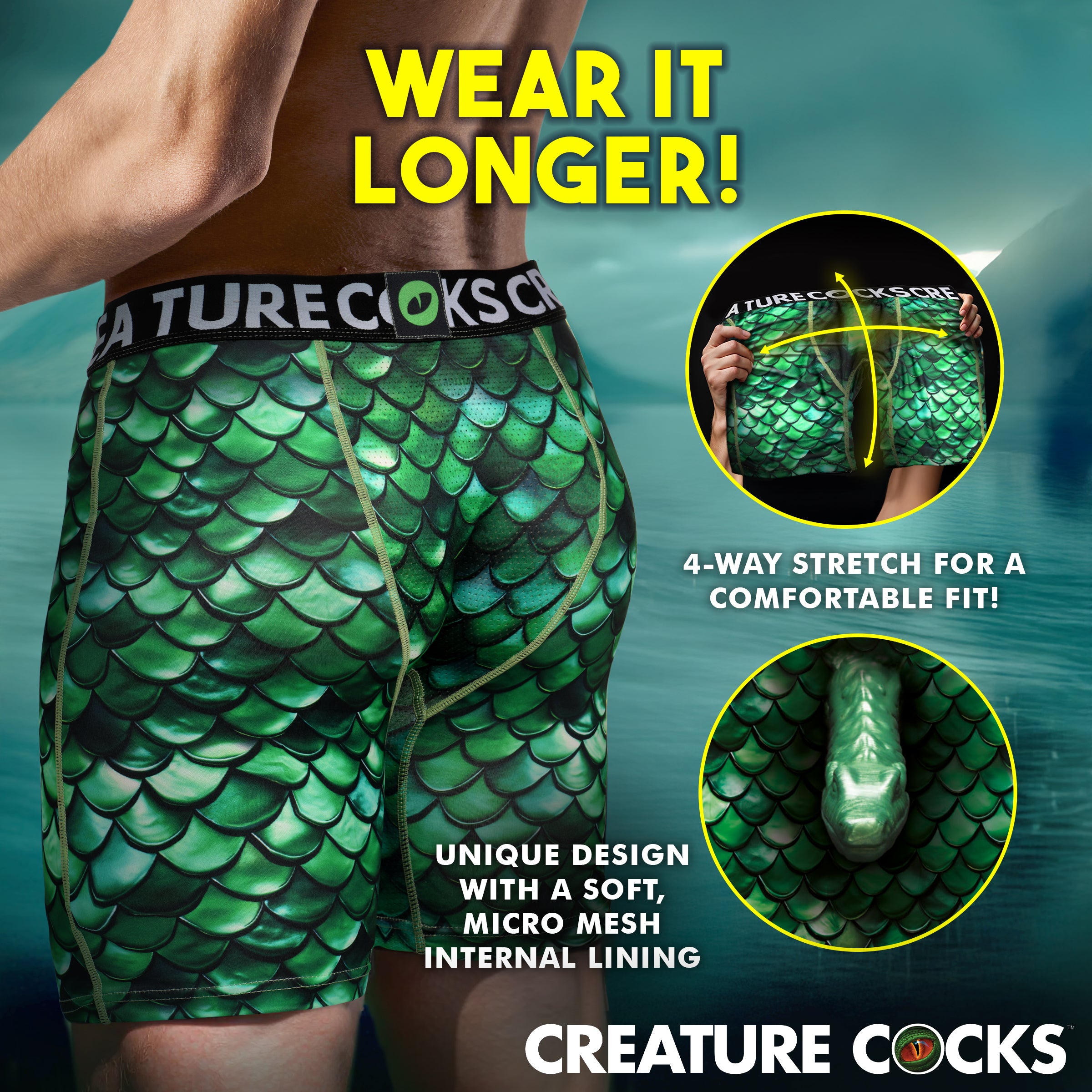 Creature Wear Cockness Monster Lake Creature Boxer Shorts - Medium