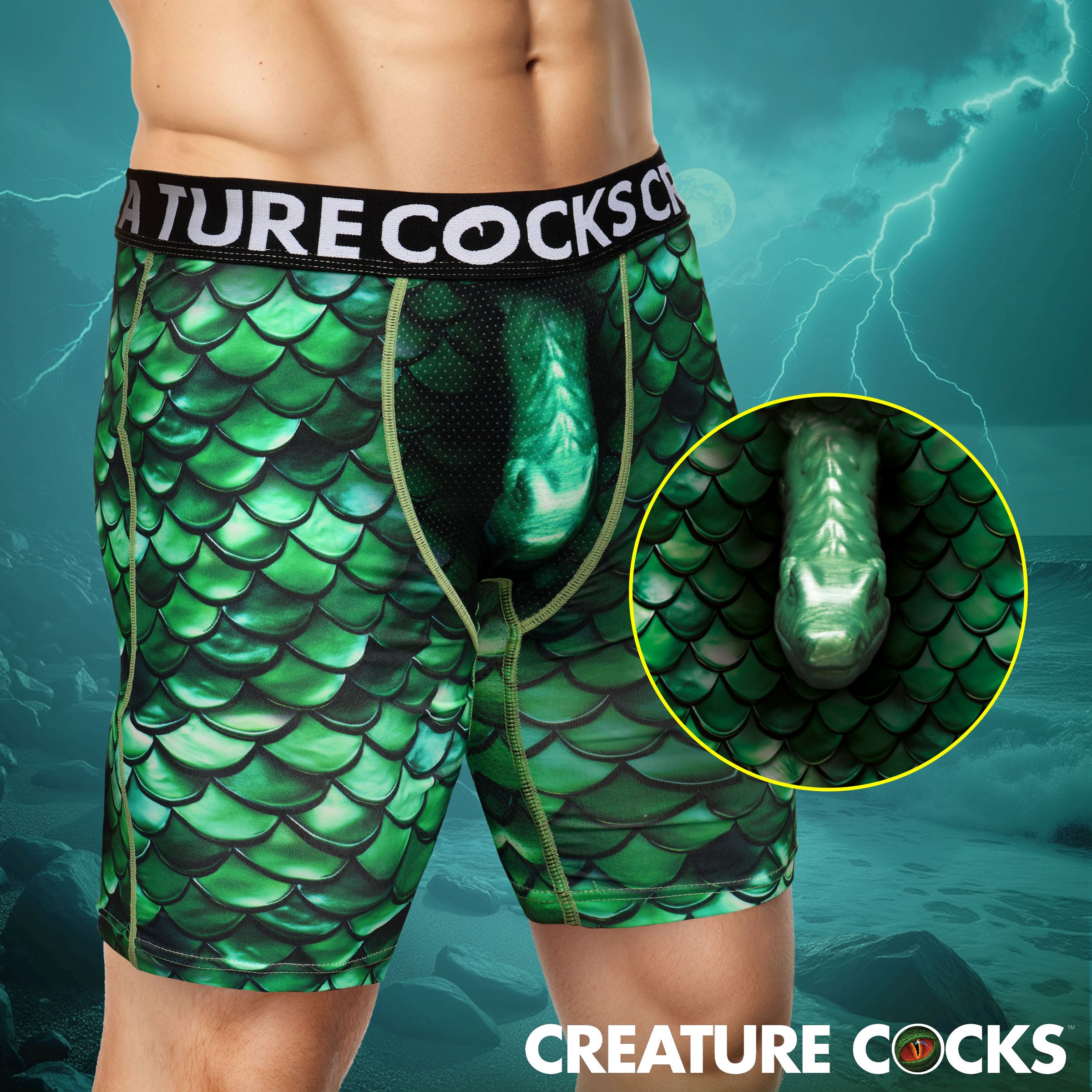 Creature Wear Cockness Monster Lake Creature Boxer Shorts - X-Large
