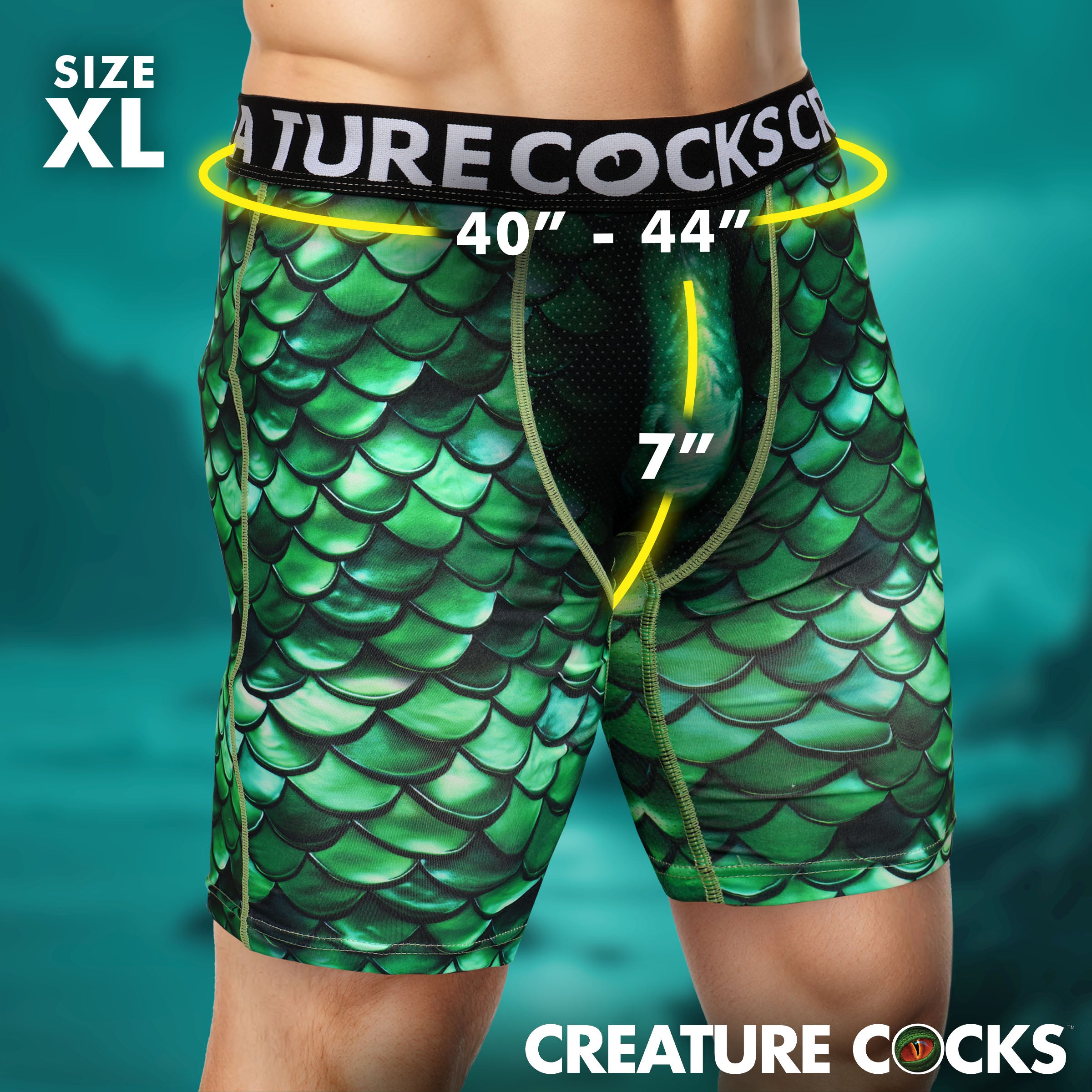 Creature Wear Cockness Monster Lake Creature Boxer Shorts - X-Large