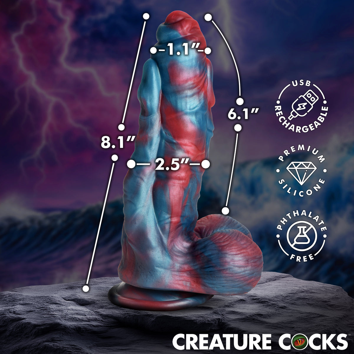 Hydra X Vibrating Silicone Dildo, Silicone (view 4)