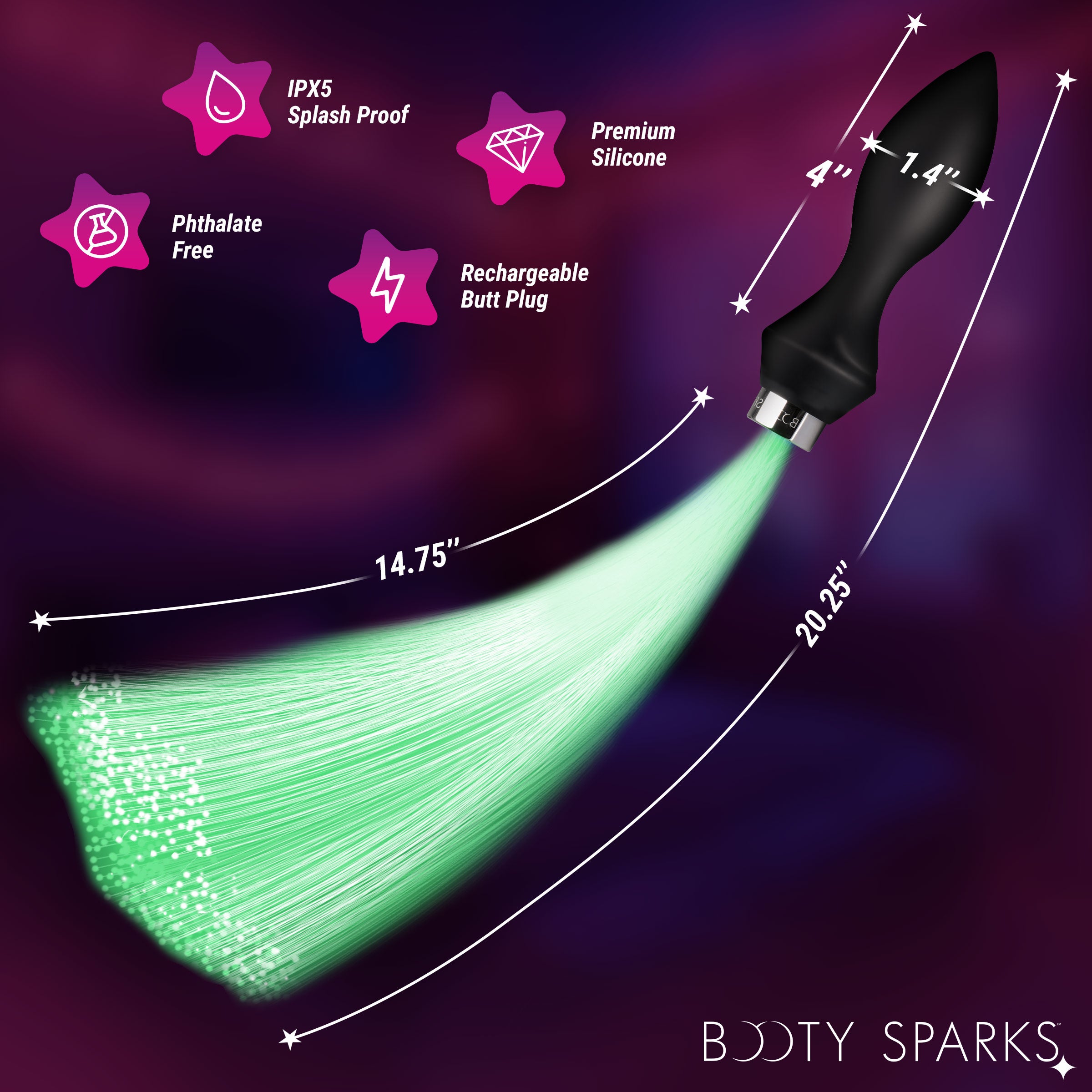 Vibrating Silicone Optical Fiber Butt Plug