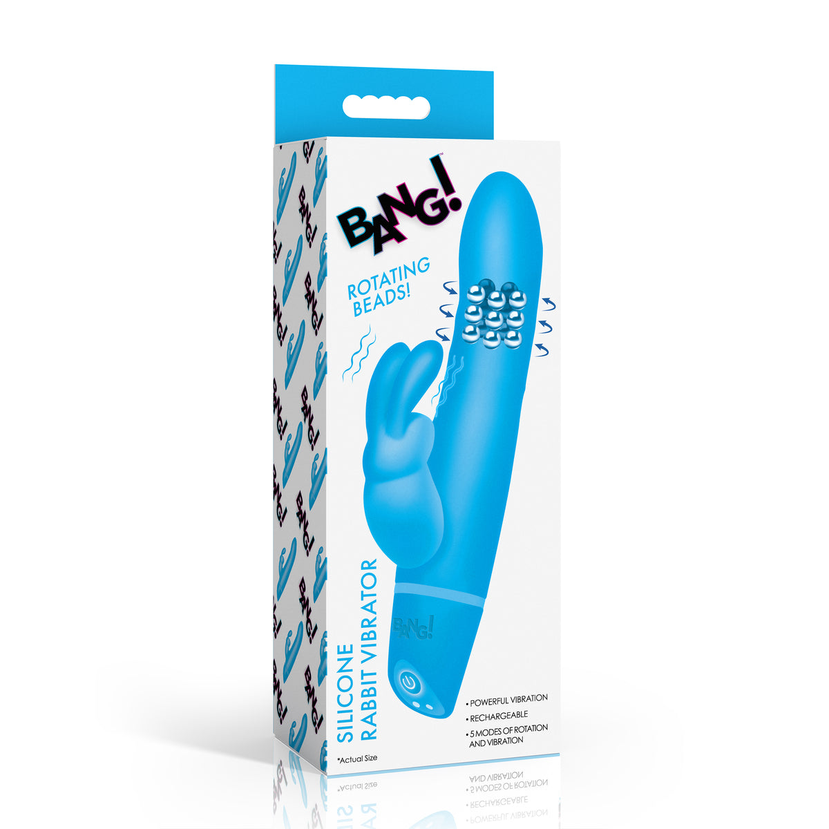 Rotating Beads Silicone Rabbit Vibrator- Blue – anal beads, Silicone (view 6)