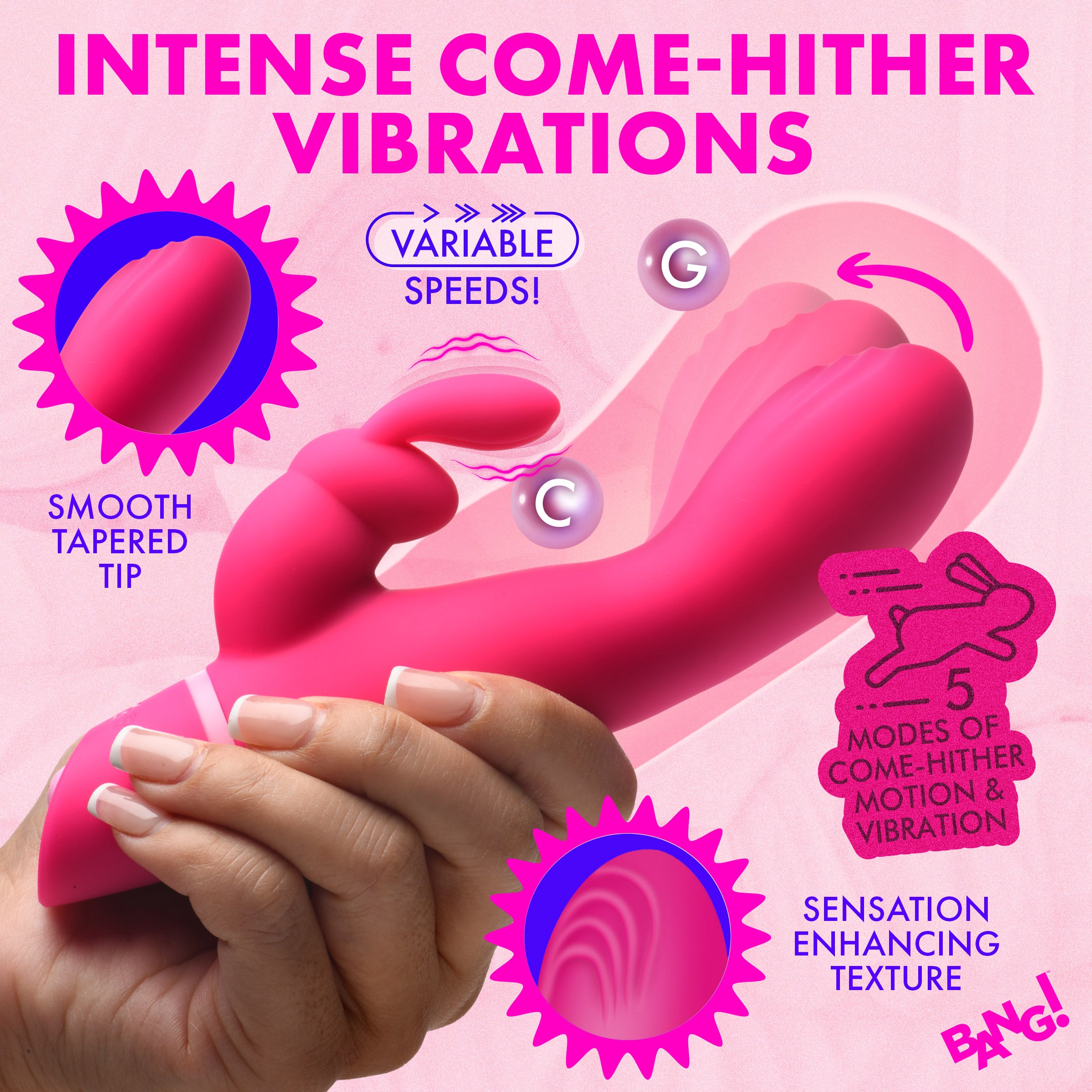 Come Hither Silicone Rabbit Vibrator - Pink
