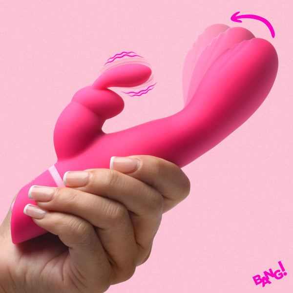 Come Hither Silicone Rabbit Vibrator - Pink, Silicone
