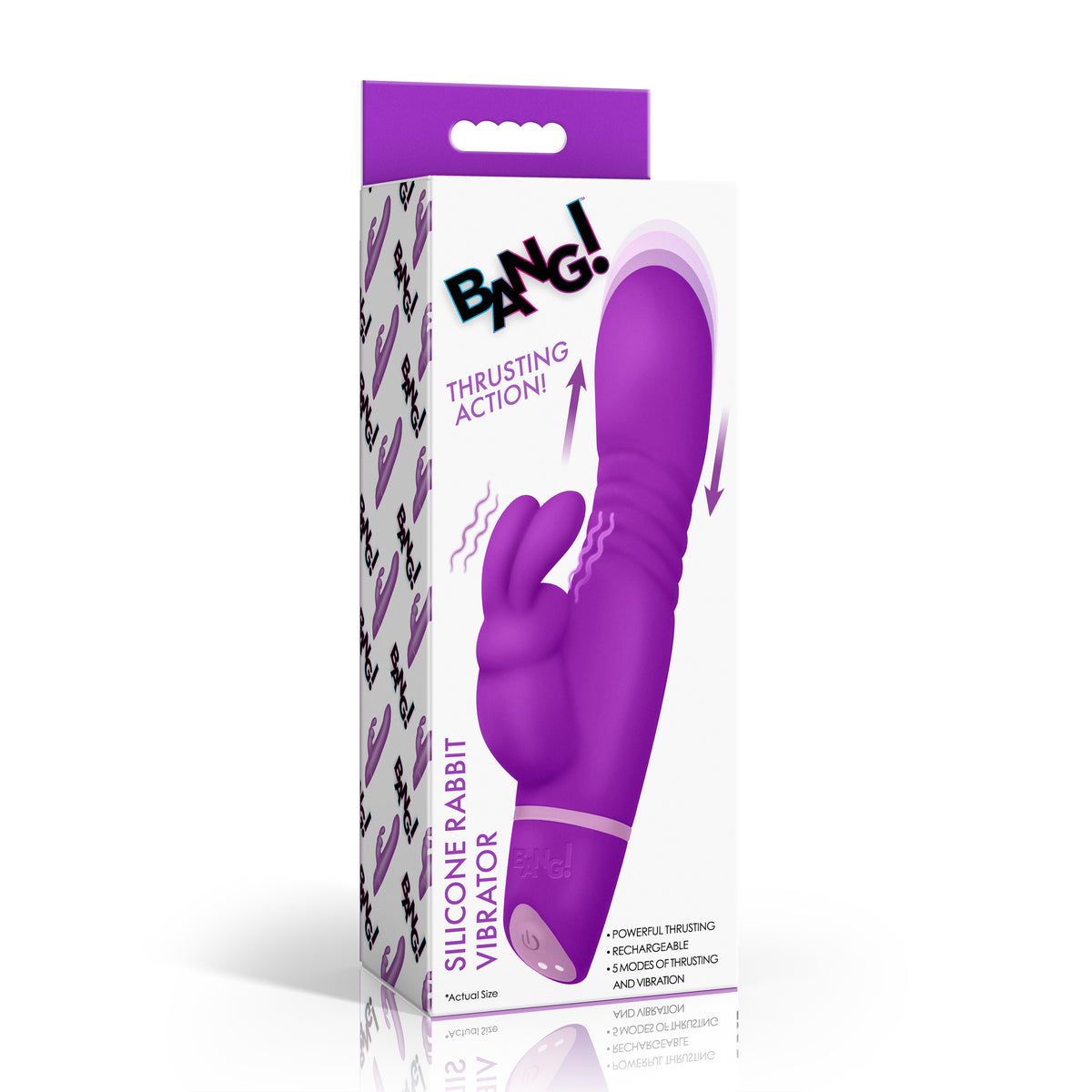 Thrusting Silicone Rabbit Vibrator - Purple, Silicone (view 6)