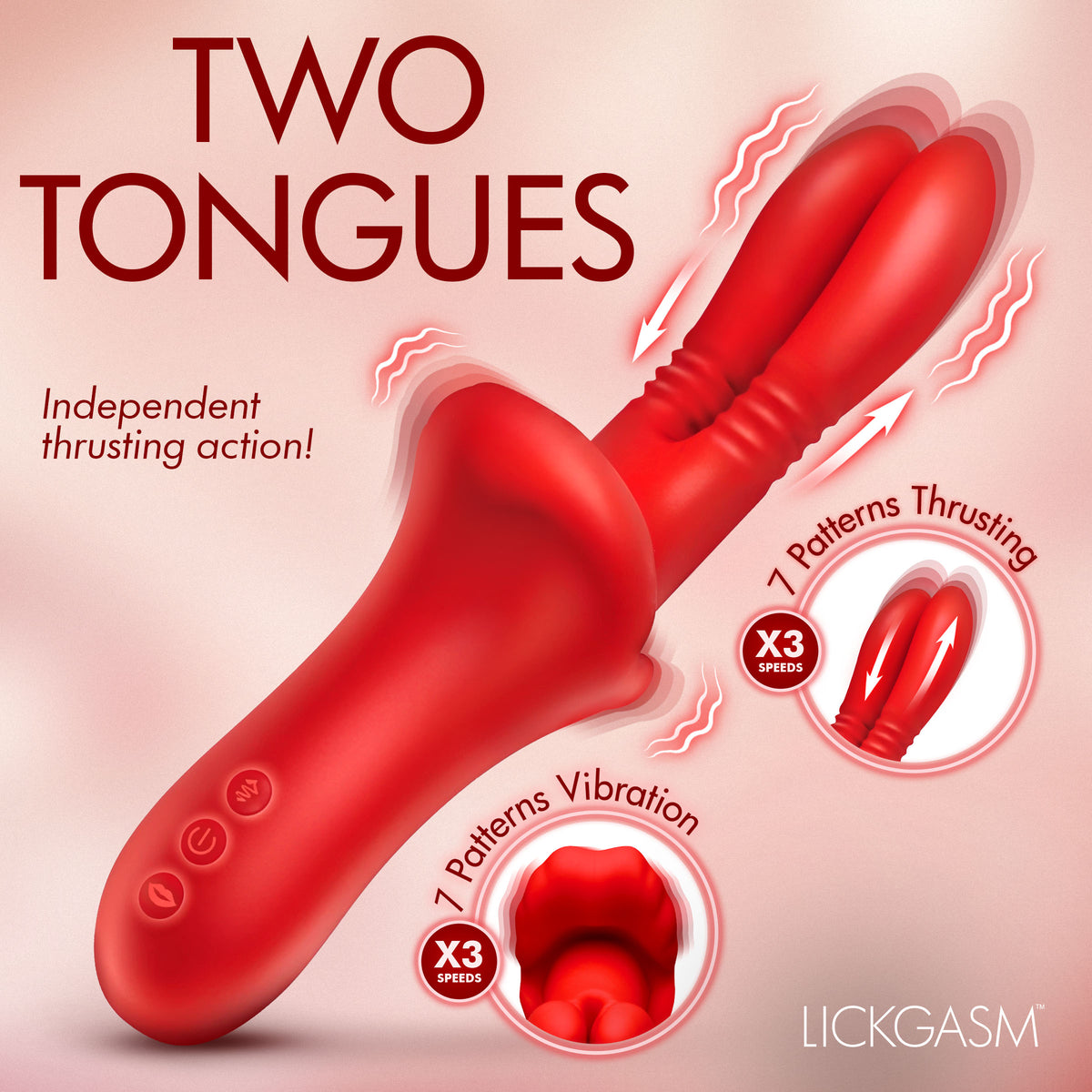 Double Licker Thrusting Silicone Vibrator (view 2)