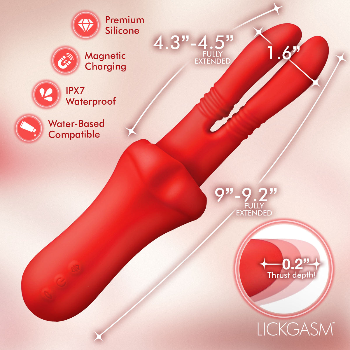 Double Licker Thrusting Silicone Vibrator (view 5)