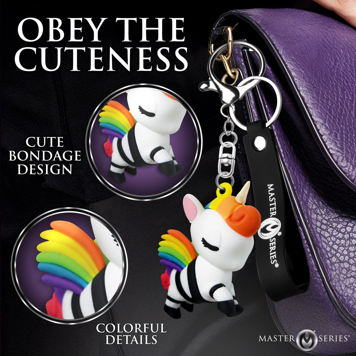 New Bondage Unicorn Keychain, Metal (view 3)