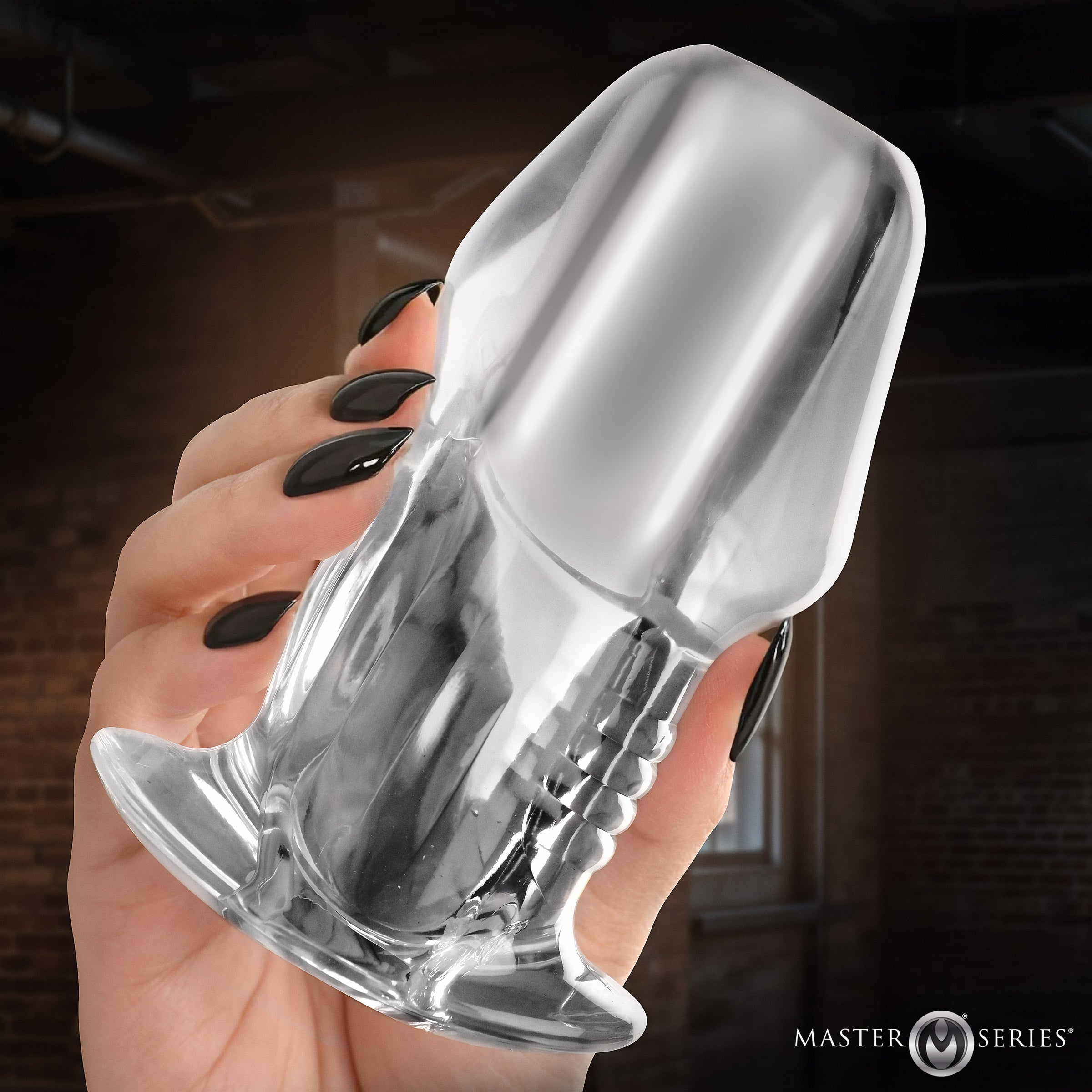 Dicked Clear Hollow Anal Plug - Large