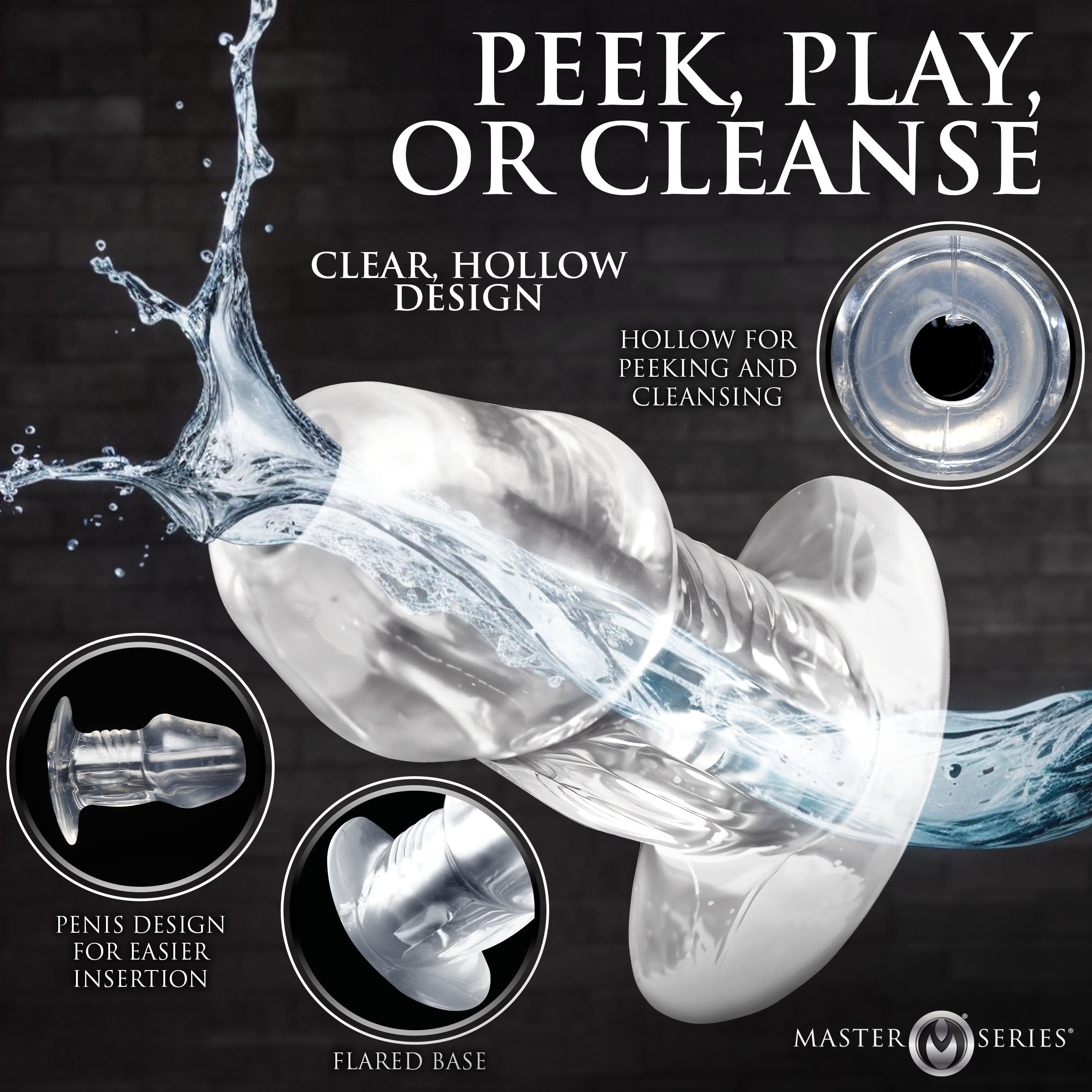 Dicked Clear Hollow Anal Plug 3pc Set