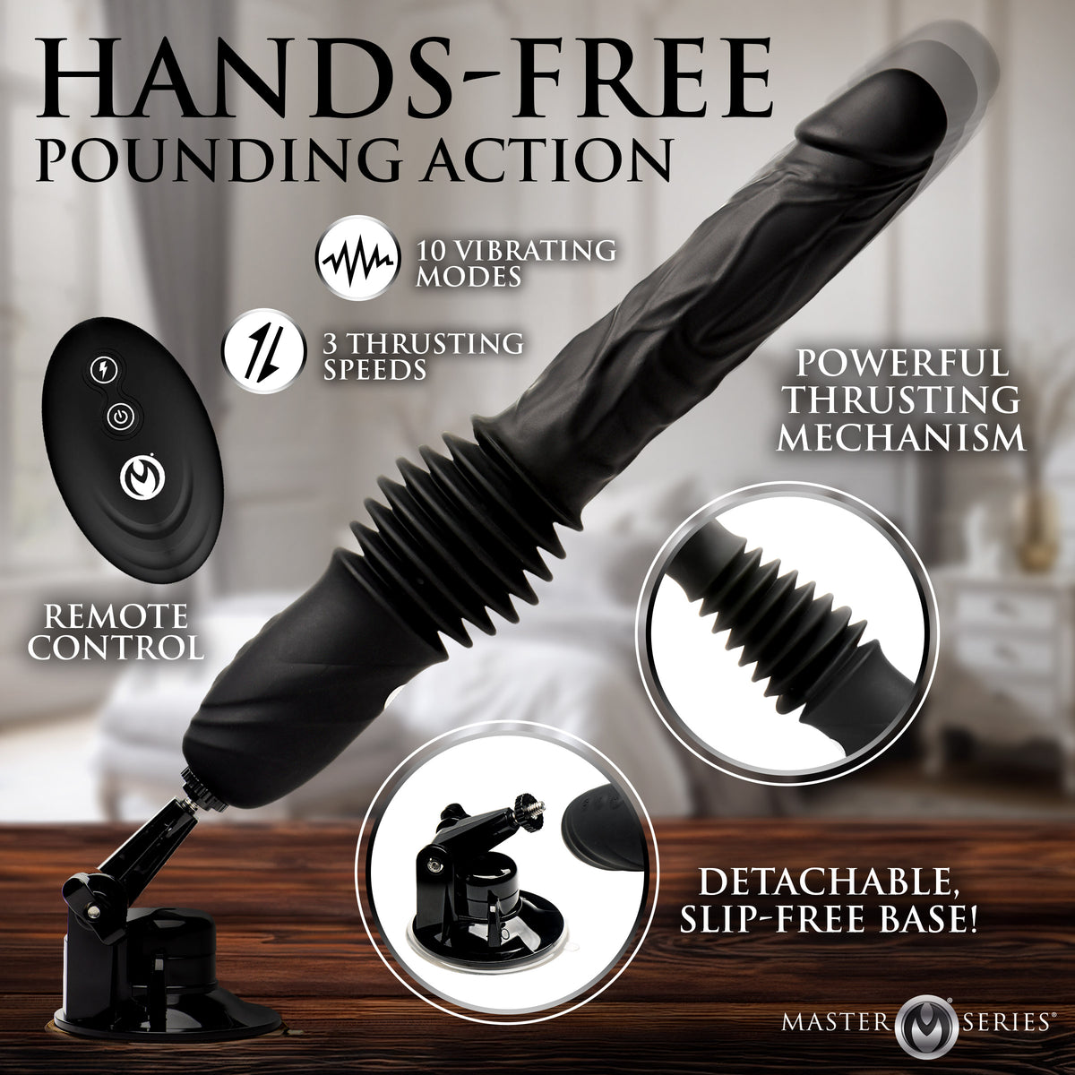 Double Pounder Silicone Vibrating Dildo Thruster, Silicone (view 2)