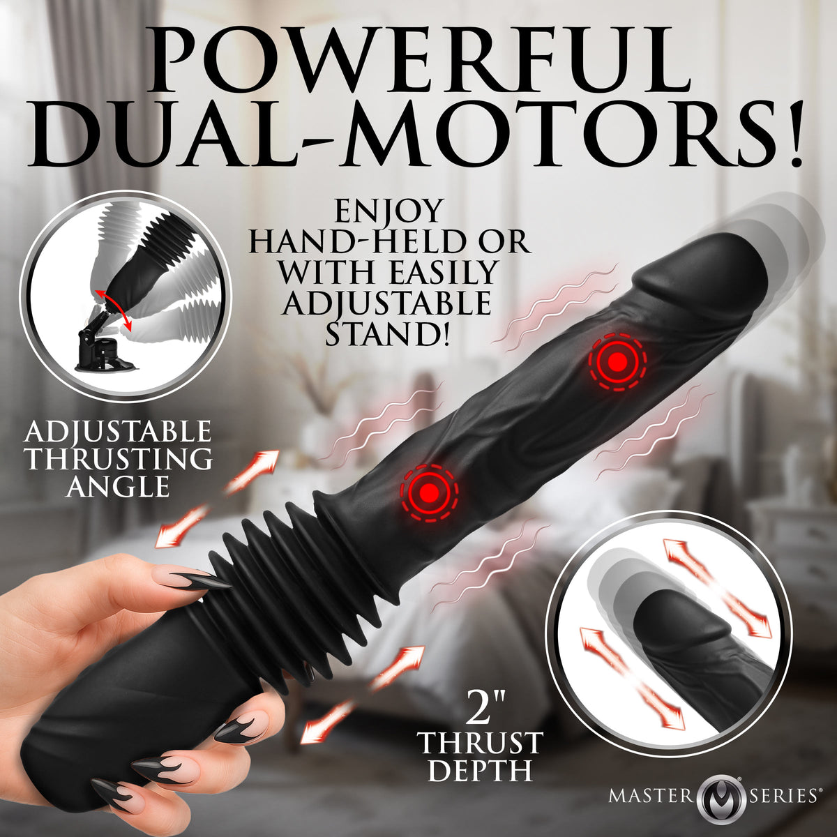 Double Pounder Silicone Vibrating Dildo Thruster, Silicone (view 3)
