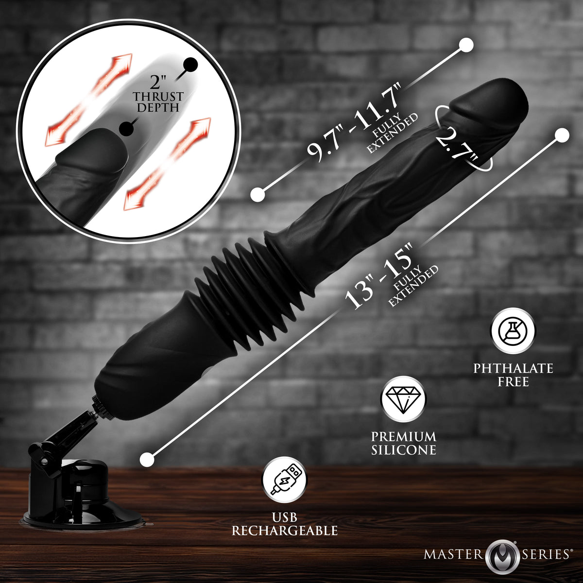 Double Pounder Silicone Vibrating Dildo Thruster, Silicone (view 4)